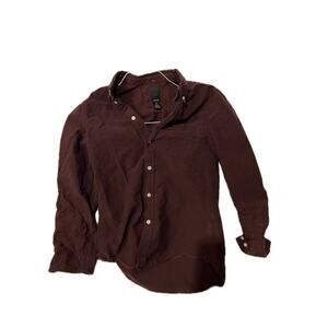 H&M Burgundy Long Sleeve Button Down Shirt Mens Small
